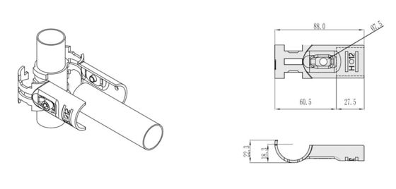 Lean Pipe Connector H-12 Single piece Black Electrophoresis Joint